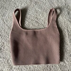Aritzia Babaton sculpt knit tank crop stone taupe going out top size xxs